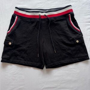 Tommy Hilfiger Black Cargo Shorts with Red and White Trim